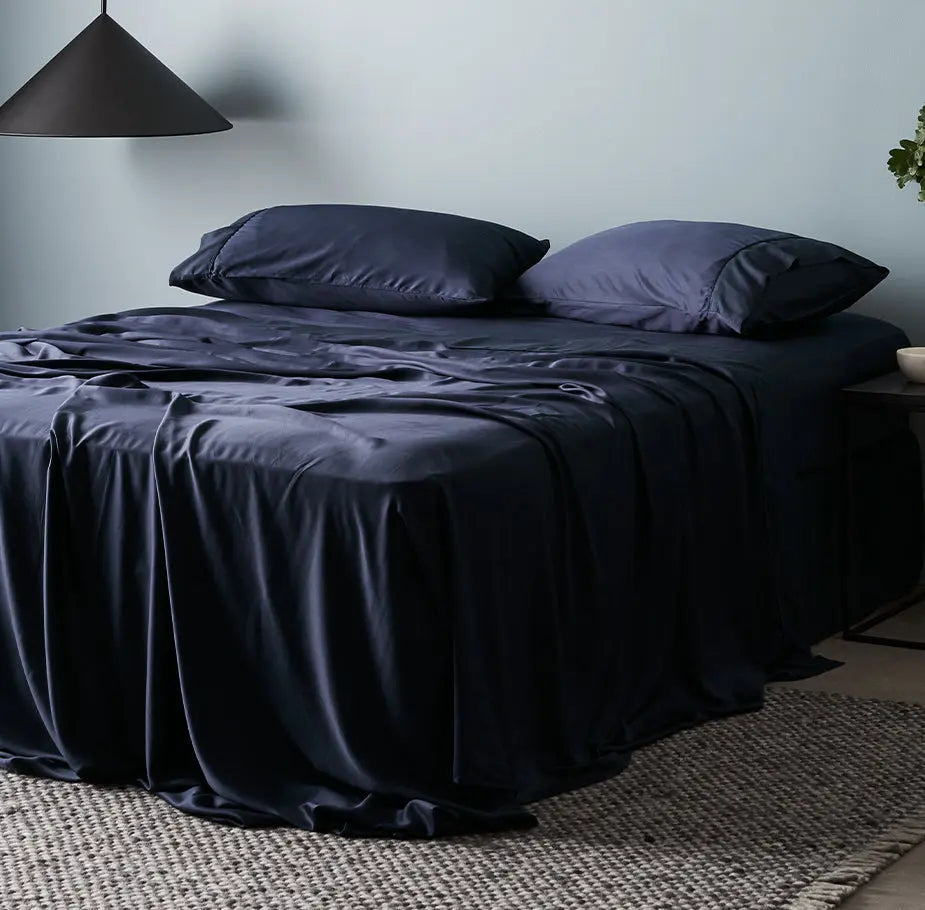 Ocean | Signature Sateen Flat Sheet Made With 100% Organic Bamboo #Color_ocean