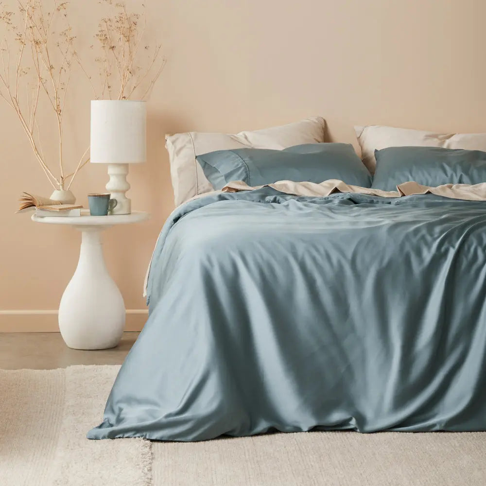 Sea | Signature Sateen Duvet Cover Made with 100% Organic Bamboo #Color_sea