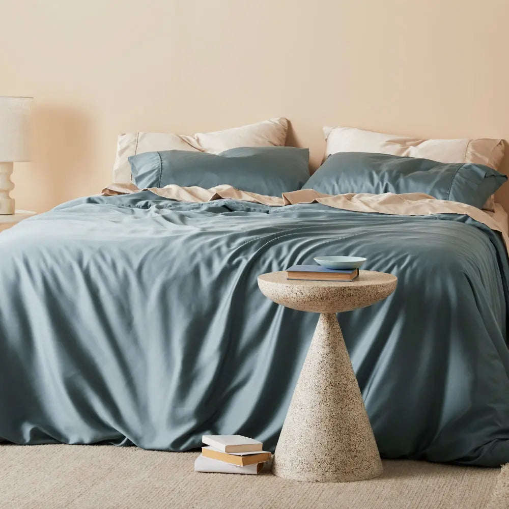 Sea | Signature Sateen Duvet Cover Made with 100% Organic Bamboo #Color_sea