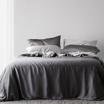 Slate | Signature Sateen Duvet Cover Made with 100% Organic Bamboo #Color_slate