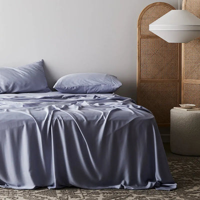 Sky | Signature Sateen Flat Sheet Made With 100% Organic Bamboo #Color_sky