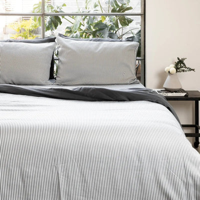 Slate Stripes | Signature Sateen Duvet Cover Made with 100% Organic Bamboo #Color_slatestripes