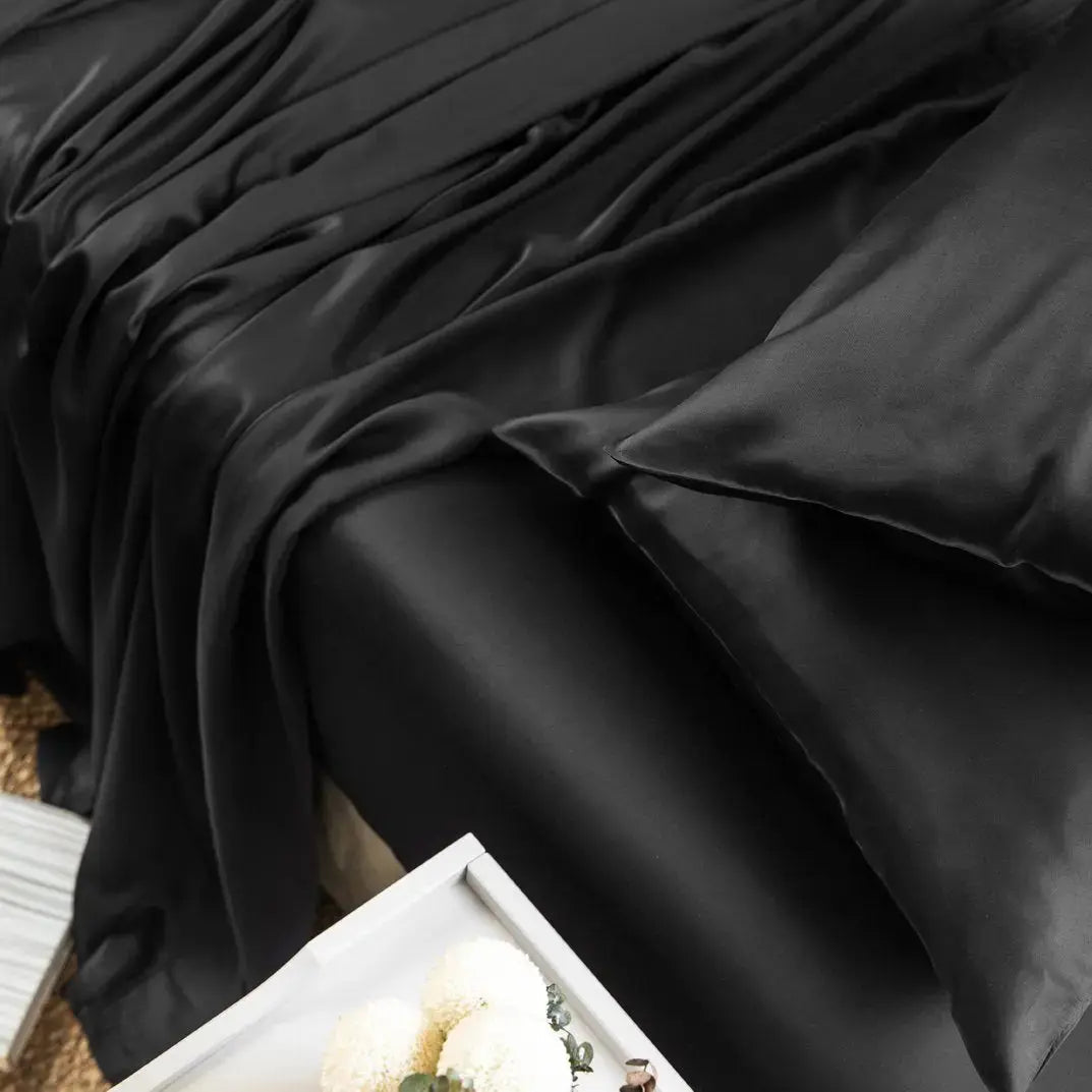 Onyx | Signature Sateen Flat Sheet Made With 100% Organic Bamboo #Color_onyx