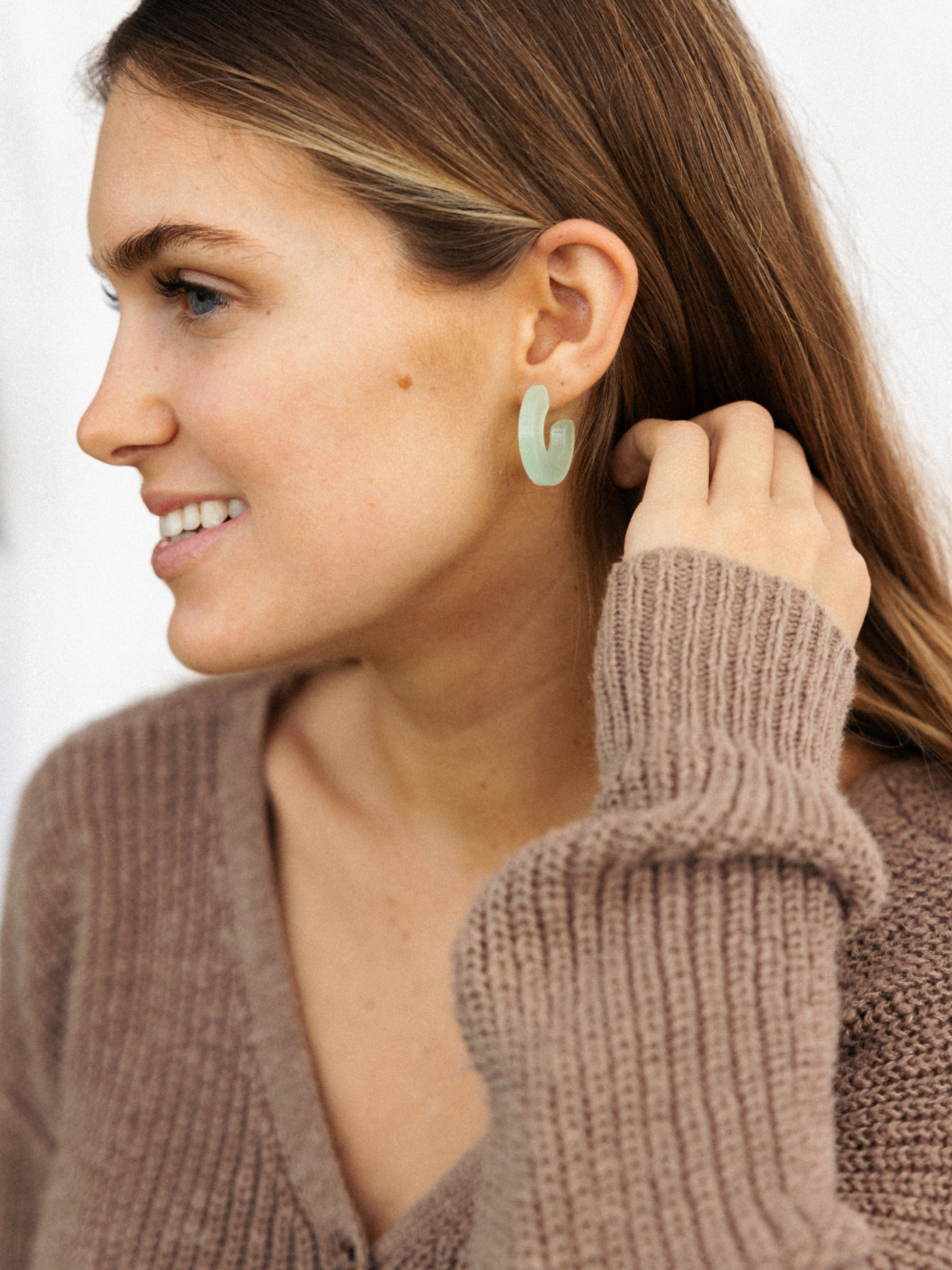 green acetate hoop earrings